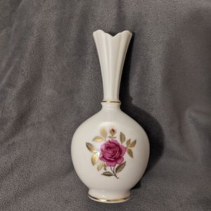 Lenox China RHODORA 27-X-304 Bud Vase Pink Roses Gold